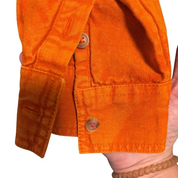 Pilcro | Orange Pleated Bib Button Down Blouse | Size S - Picture 6 of 9